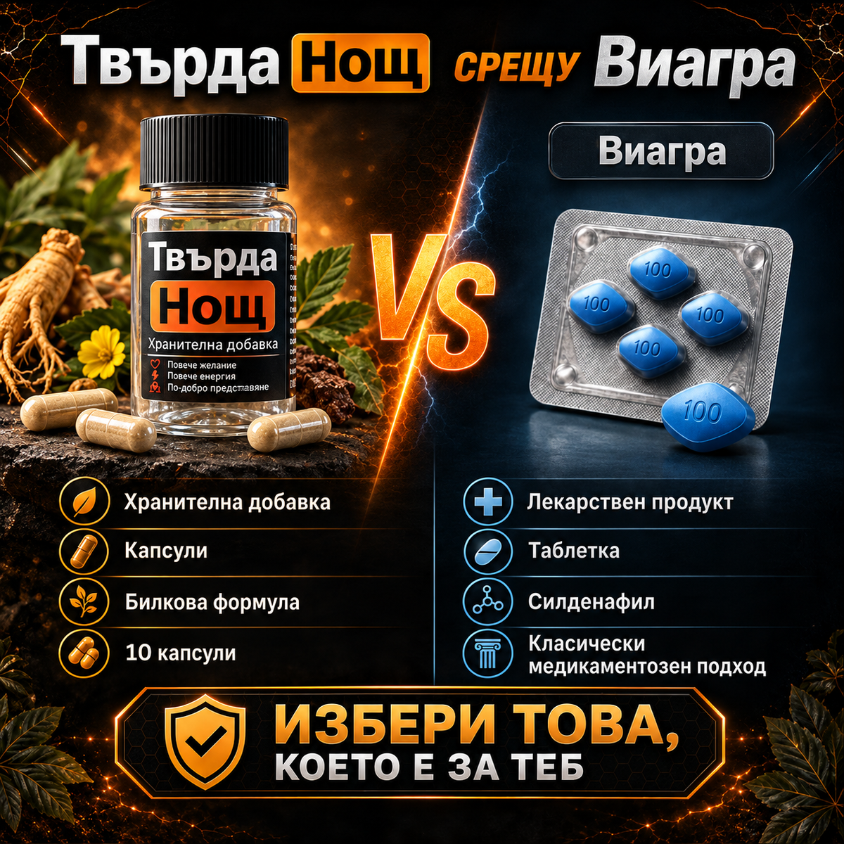 Твърда Нощ - Натурален афродизиак за повече издръжливост, твърдост и страст